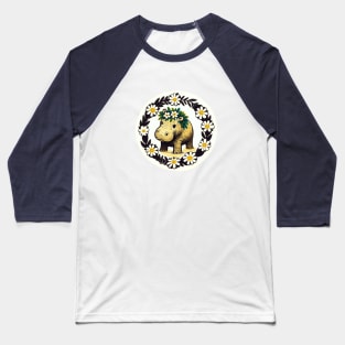 Retro Daisy Hippo Baseball T-Shirt